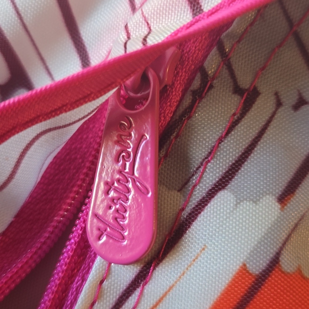 Thirty-One "Books & Stuff Pink and Orange Chevron String Bag - Picture 8 of 13